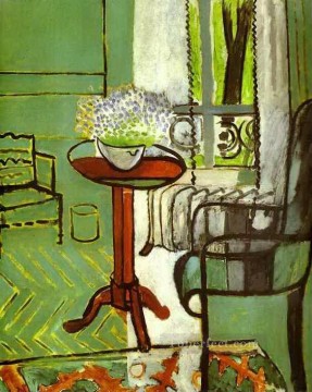 アンリ・マティス Painting - 忘れな草のある窓のインテリア 1916 年抽象フォービズム アンリ・マティス